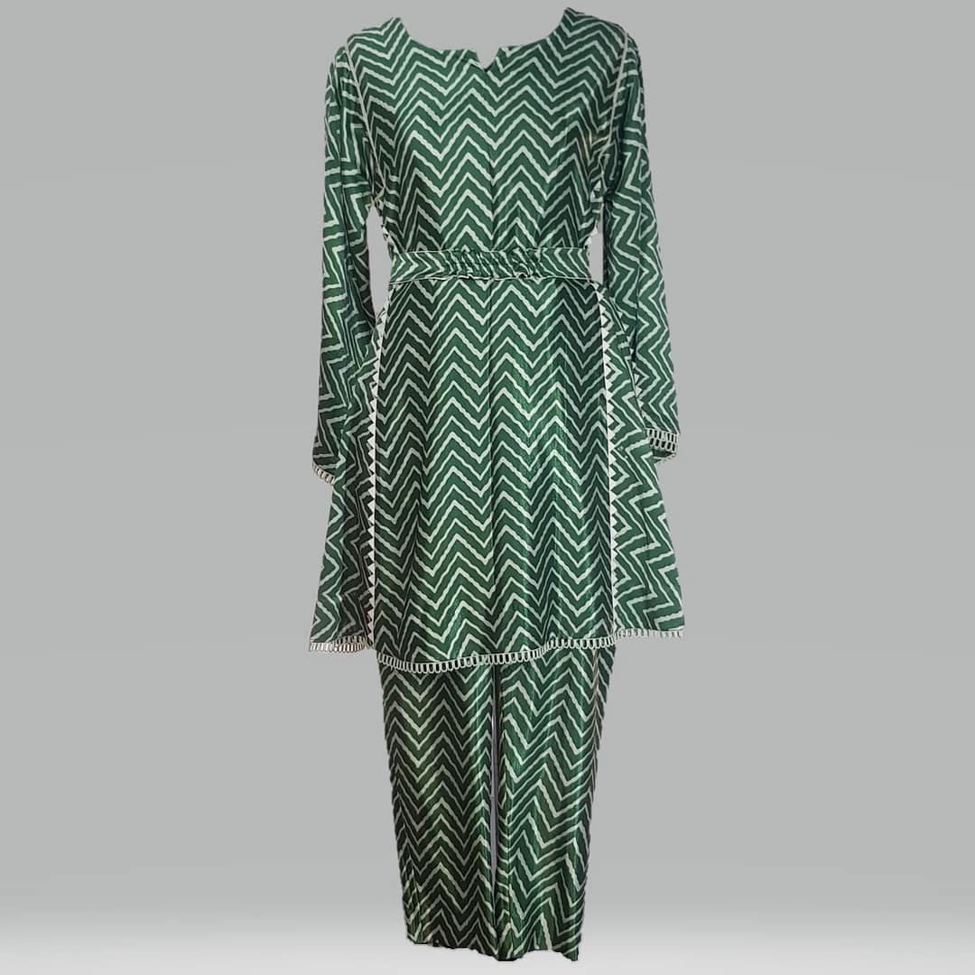 Chevron Mashru Kurta Co-Ord