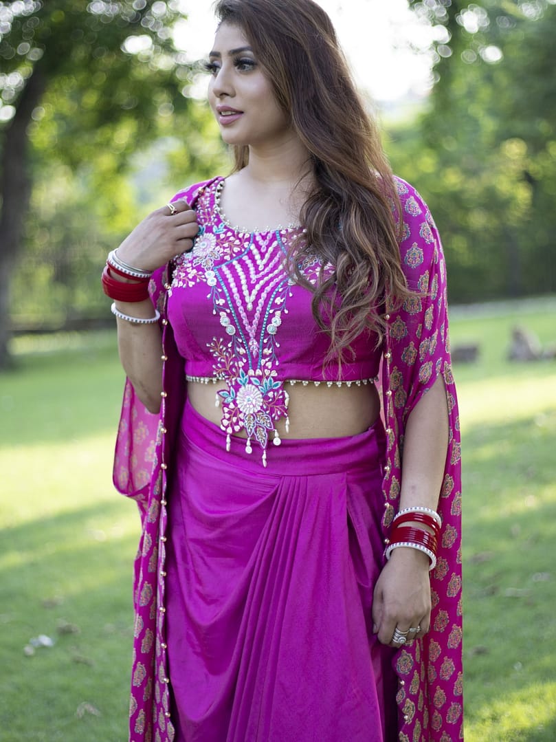 Fusion Wear - Drape Style Embroidered Co-Ord